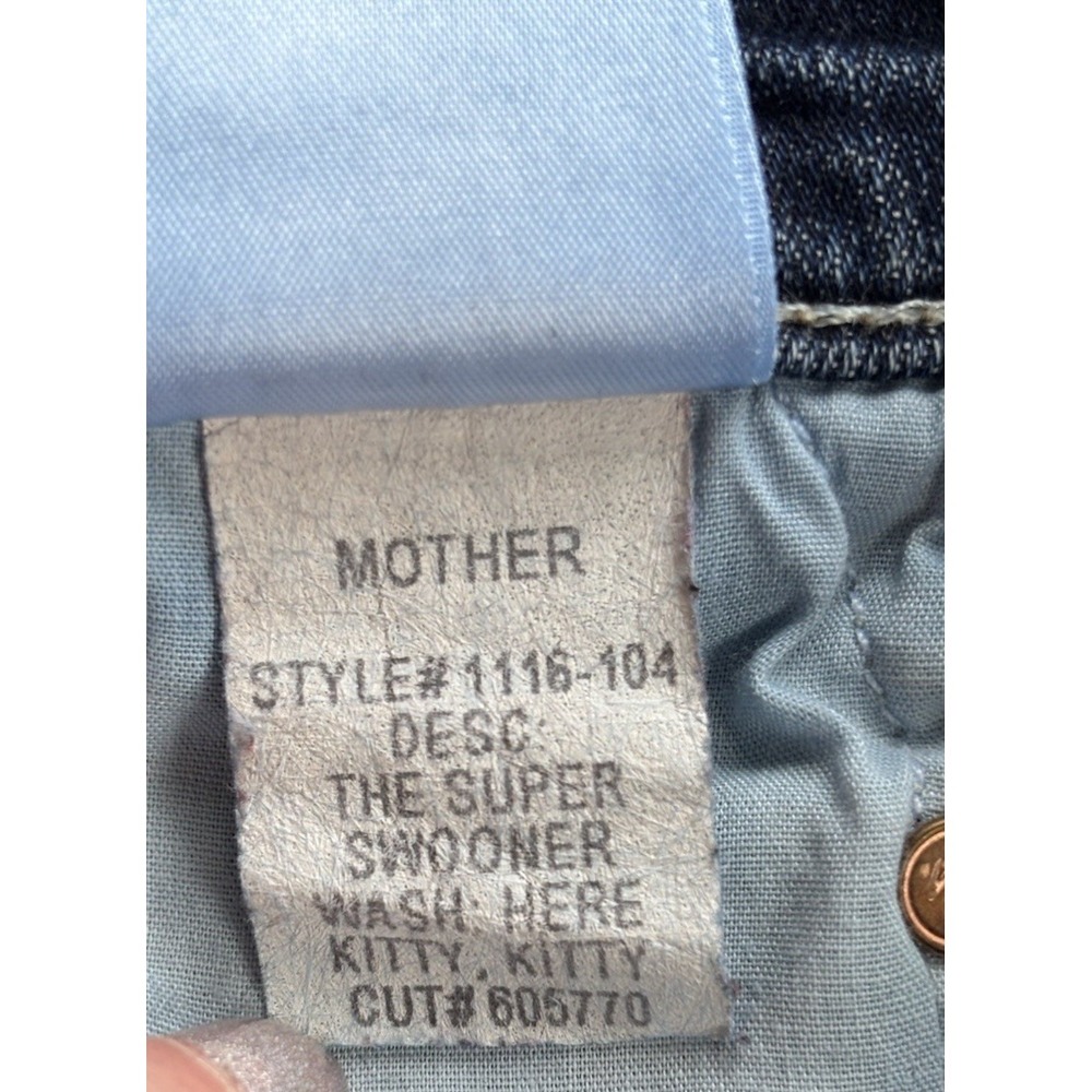 Mother Women's The Super Swooner Here Kitty Kitty Skinny Jeans Blue Size 30 - Picture 5 of 12